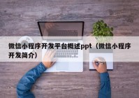 微信小程序開發(fā)平臺概述ppt（微信小程序開發(fā)簡介）