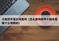 小程序開發(fā)公司查詢（怎么查詢微信小程序是哪個公司做的）