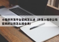 小程序開發(fā)平臺官網(wǎng)怎么進(jìn)（開發(fā)小程序公司官網(wǎng)的公司怎么接業(yè)務(wù)）