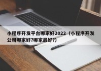 小程序開(kāi)發(fā)平臺(tái)哪家好2022（小程序開(kāi)發(fā)公司哪家好?哪家最好?）