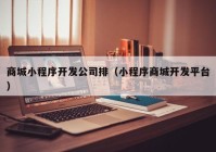 商城小程序開發(fā)公司排（小程序商城開發(fā)平臺）