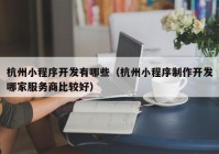 杭州小程序開發(fā)有哪些（杭州小程序制作開發(fā)哪家服務(wù)商比較好）