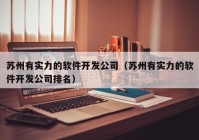 蘇州有實力的軟件開發(fā)公司（蘇州有實力的軟件開發(fā)公司排名）